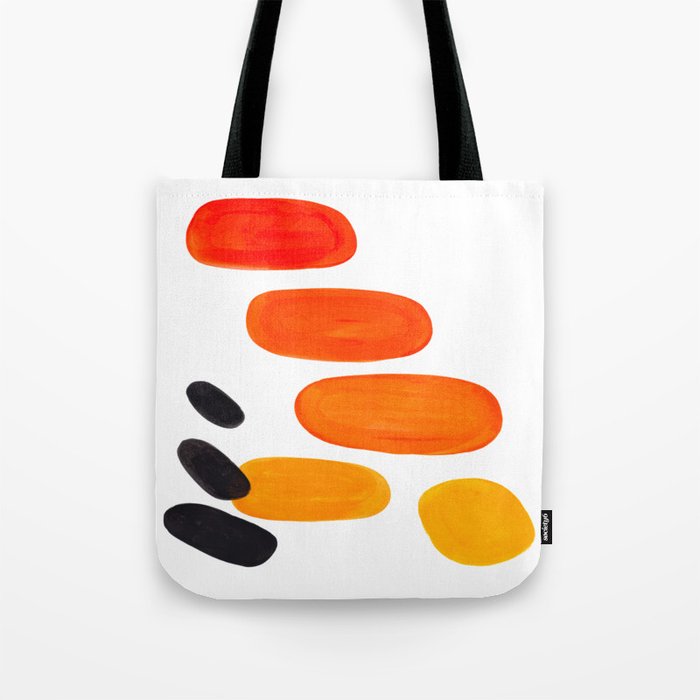 Mid Century Modern Colorful Minimal Pop Art Yellow Orange Ombre Rainbow Gradient Pebble Ovals Tote Bag Gallery Image 1
