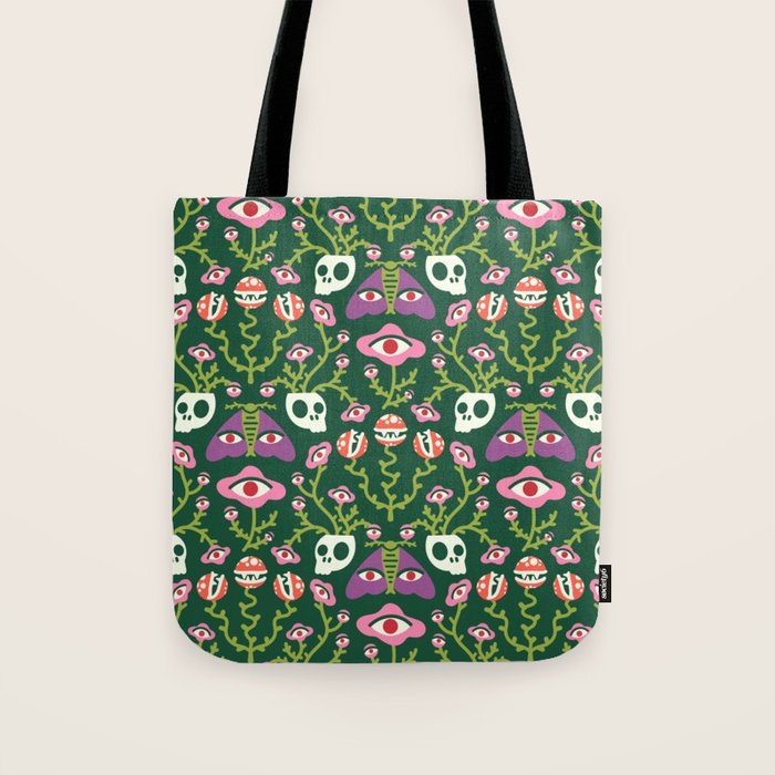 Botanical Skull and Moth Tote Bag Gallery Image 1