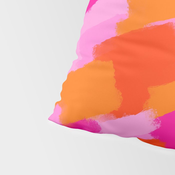 Pink and Orange Abstract Brush Strokes Palette Style Pattern Pillow Sham Gallery Image 4