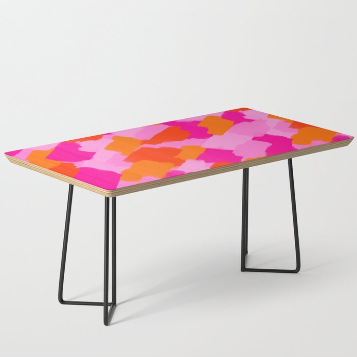 Pink and Orange Abstract Brush Strokes Palette Style Pattern Coffee Table Gallery Image 1