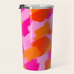 Pink and Orange Abstract Brush Strokes Palette Style Pattern Travel Mug Gallery Image 3