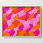 Pink and Orange Abstract Brush Strokes Palette Style Pattern Serving Tray Gallery Image 1