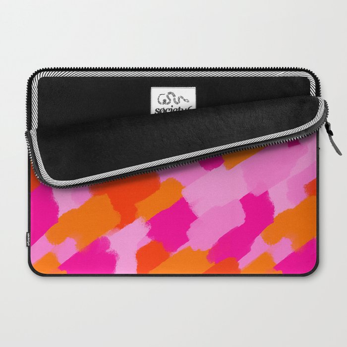 Pink and Orange Abstract Brush Strokes Palette Style Pattern Laptop Sleeve Gallery Image 2