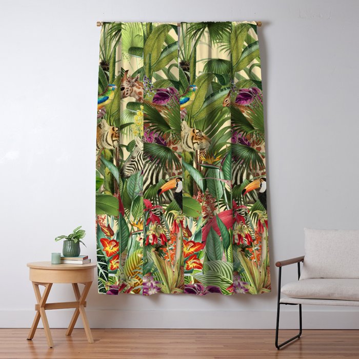 Vintage Tropical Eden on Yellow Window Curtain Gallery Image 5