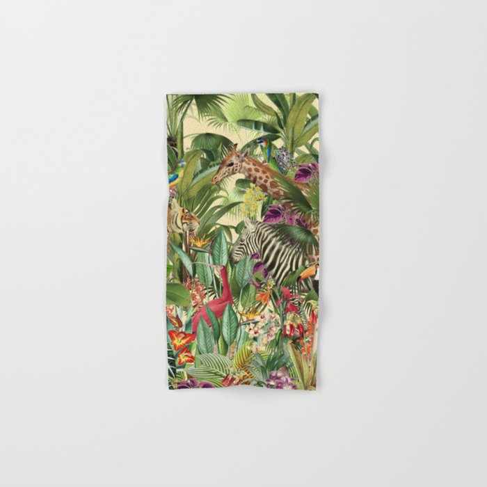 Vintage Tropical Eden on Yellow Bath Towel Gallery Image 1