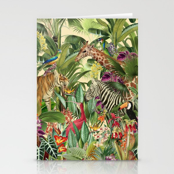 Vintage Tropical Eden on Yellow Stationery Card Gallery Image 1