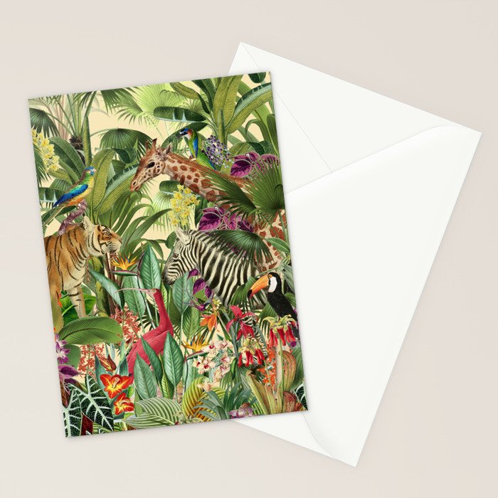 Vintage Tropical Eden on Yellow Stationery Card Gallery Image 2
