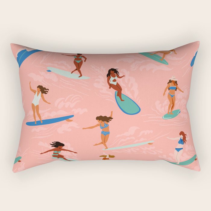 Surfer Girls Rectangular Pillow Gallery Image 2