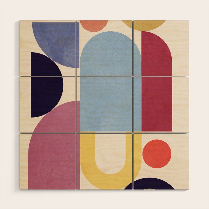 Abstract Shapes 55 Wood Wall Art Gallery Image 1