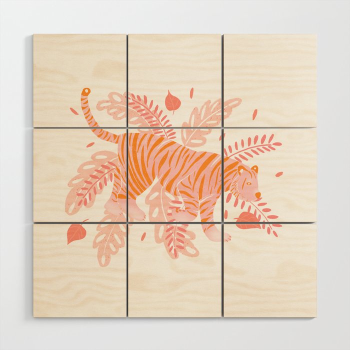 Orange and pink tiger Wood Wall Art Gallery Image 1
