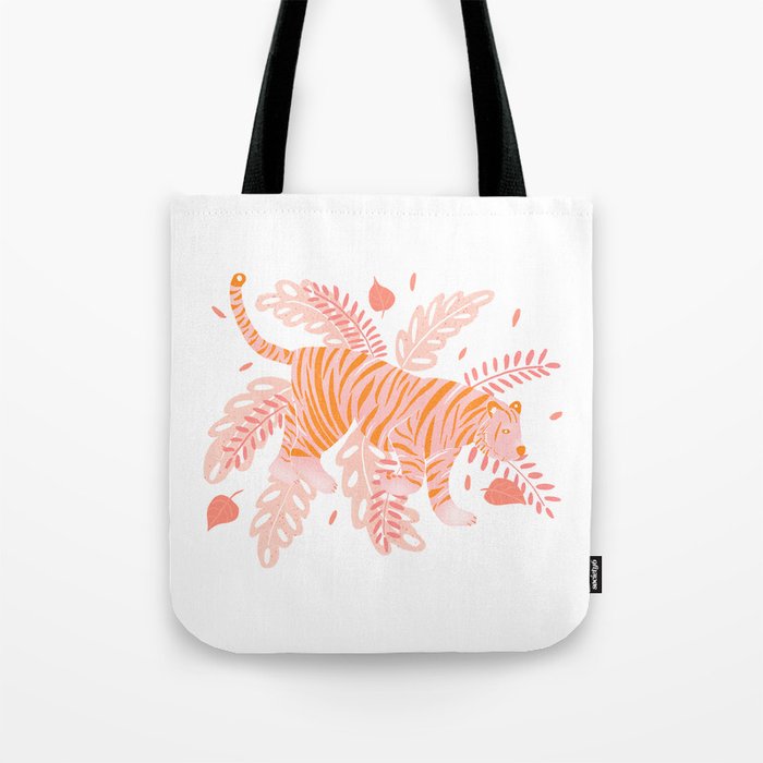 Orange and pink tiger Tote Bag Gallery Image 1