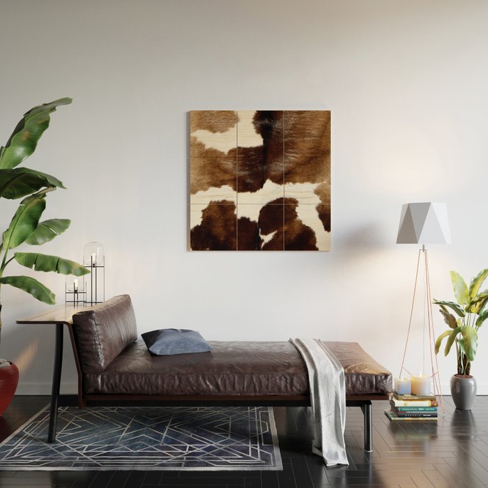 Brown Cowhide Wood Wall Art Gallery Image 2
