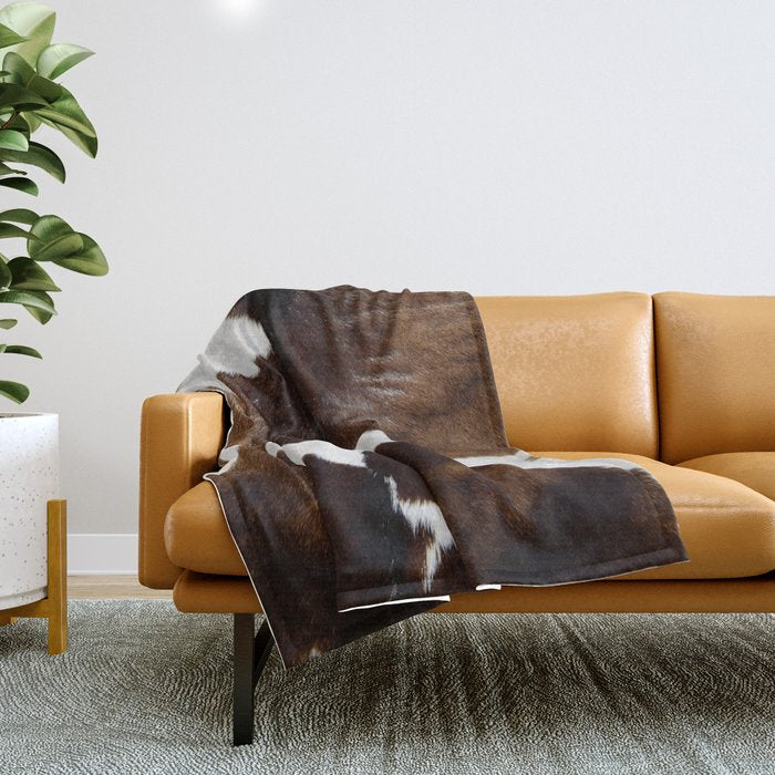 Brown Cowhide Throw Blanket Gallery Image 1