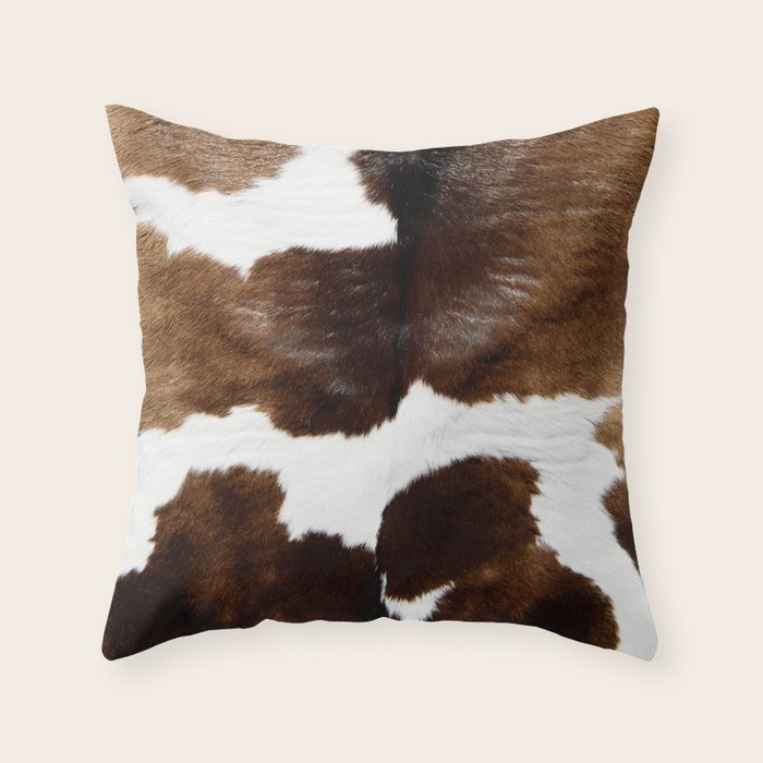 Brown Cowhide Throw Pillow