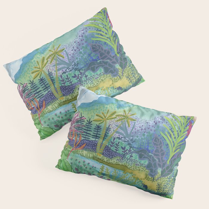 Jungle Paradise Watercolor Pillow Sham Gallery Image 1