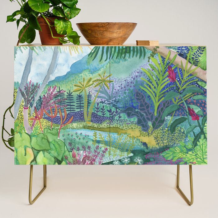 Jungle Paradise Watercolor Credenza Gallery Image 1