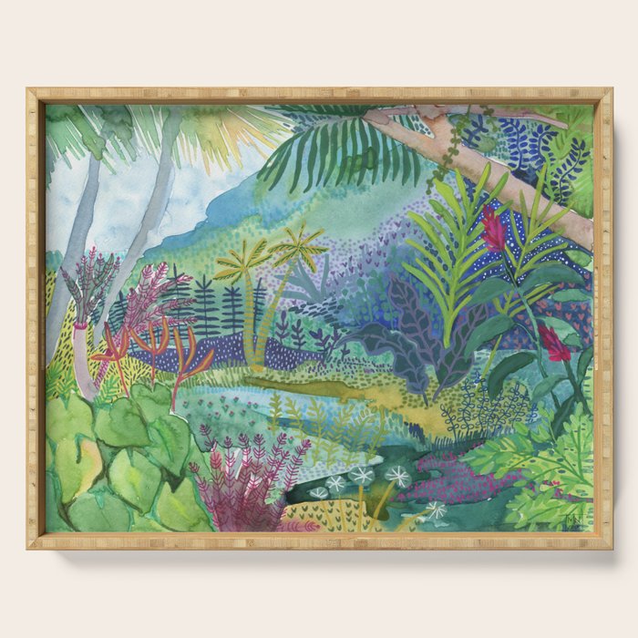 Jungle Paradise Watercolor Serving Tray Gallery Image 1