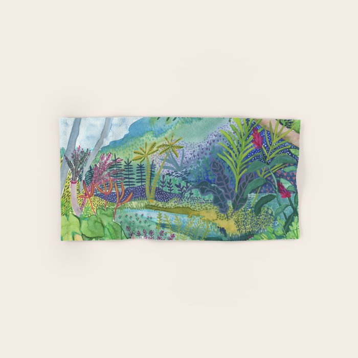 Jungle Paradise Watercolor Bath Towel Gallery Image 1