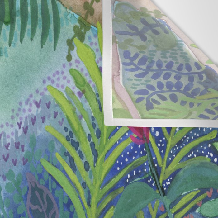 Jungle Paradise Watercolor Wall Tapestry Gallery Image 3