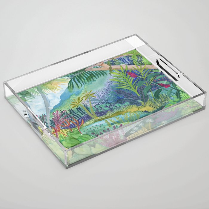 Jungle Paradise Watercolor Acrylic Tray Gallery Image 1