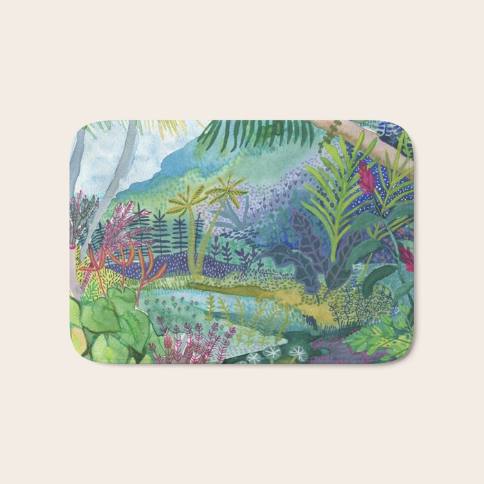 Jungle Paradise Watercolor Bath Mat Gallery Image 1
