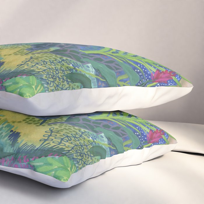 Jungle Paradise Watercolor Pillow Sham Gallery Image 3