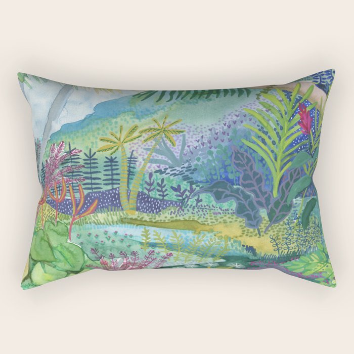 Jungle Paradise Watercolor Rectangular Pillow Gallery Image 2