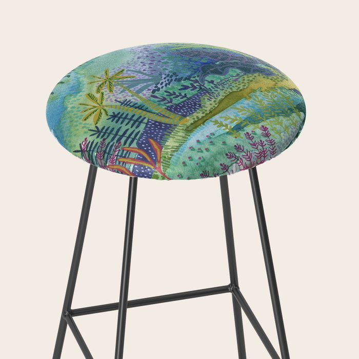 Jungle Paradise Watercolor Stool Gallery Image 2