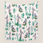 Cactus Quail  Wall Tapestry Gallery Image 4