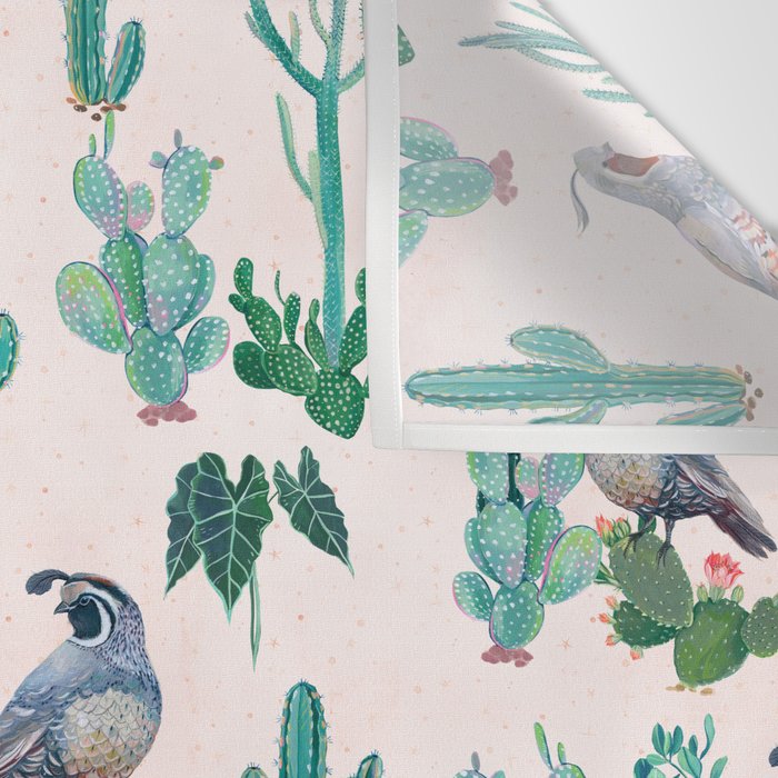 Cactus Quail  Wall Tapestry Gallery Image 3