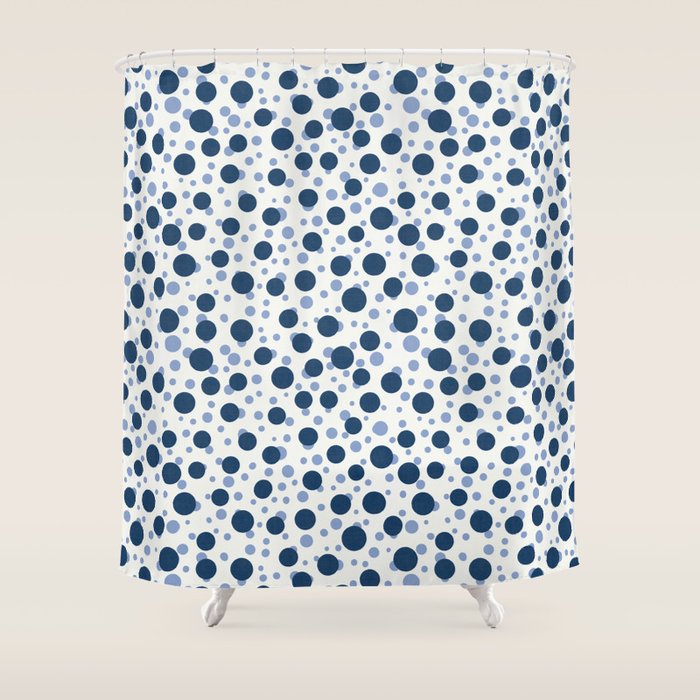 Blue Dots On White Shower Curtain Gallery Image 1