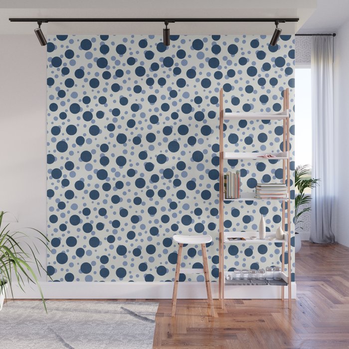 Blue Dots On White Wall Mural Gallery Image 1