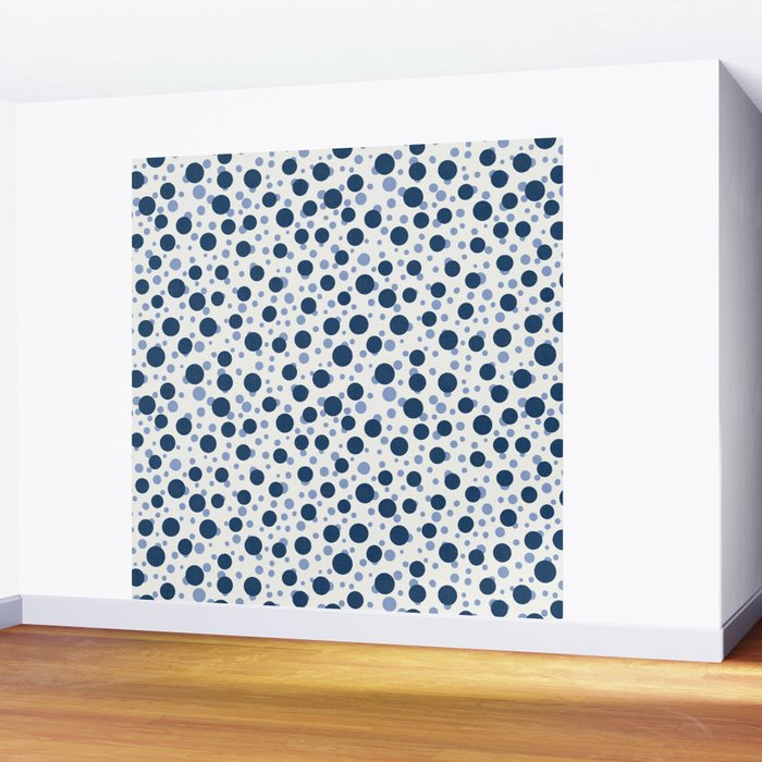 Blue Dots On White Wall Mural Gallery Image 2