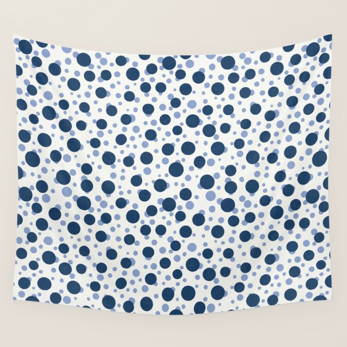 Blue Dots On White Wall Tapestry Gallery Image 4