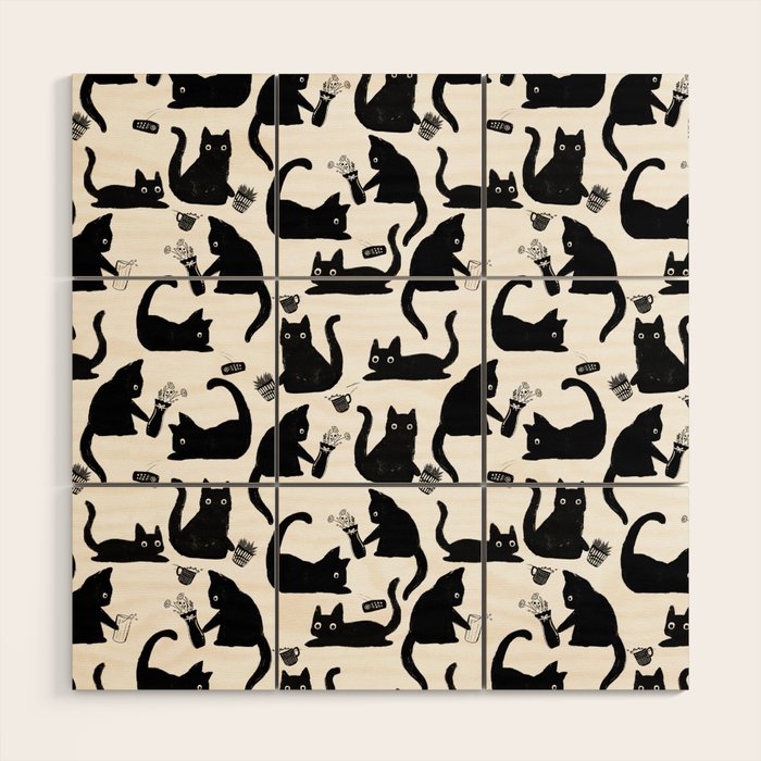 Bad Cats Knocking Stuff Over Wood Wall Art Gallery Image 1