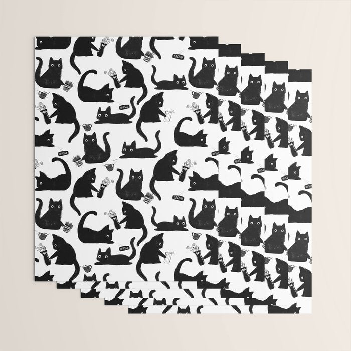 Bad Cats Knocking Stuff Over Wrapping Paper Gallery Image 3