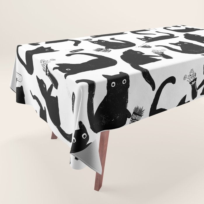 Bad Cats Knocking Stuff Over Tablecloth Gallery Image 1