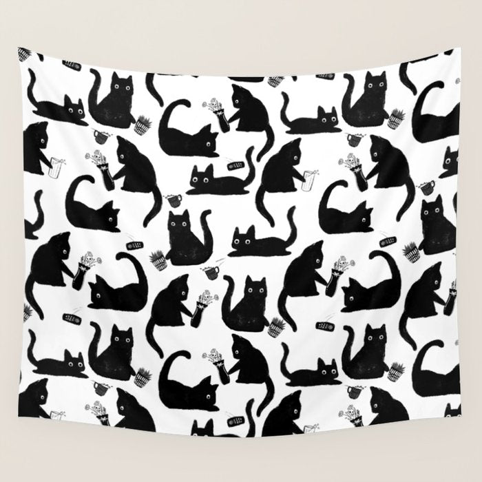 Bad Cats Knocking Stuff Over Wall Tapestry Gallery Image 4