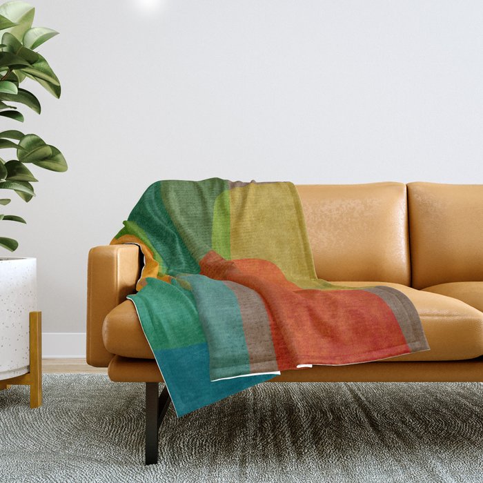Modern Colorful MidCentury Abstract Throw Blanket Gallery Image 1