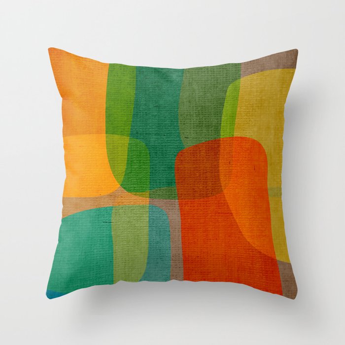 Modern Colorful MidCentury Abstract Throw Pillow Gallery Image 1