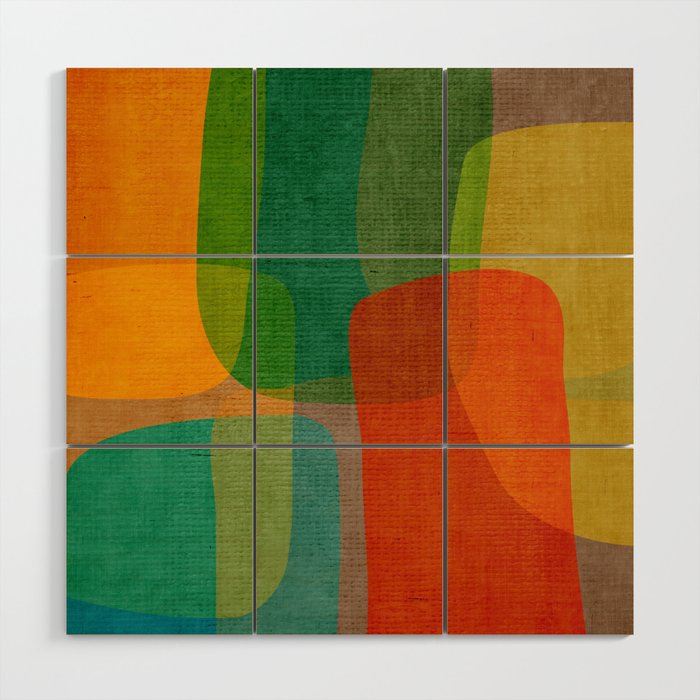 Modern Colorful MidCentury Abstract Wood Wall Art Gallery Image 1