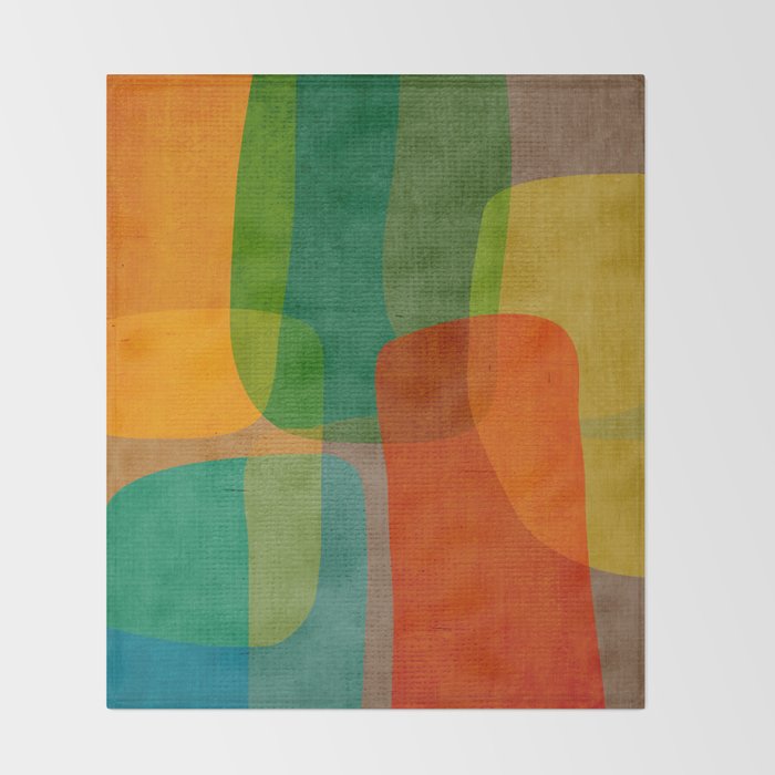 Modern Colorful MidCentury Abstract Throw Blanket Gallery Image 2