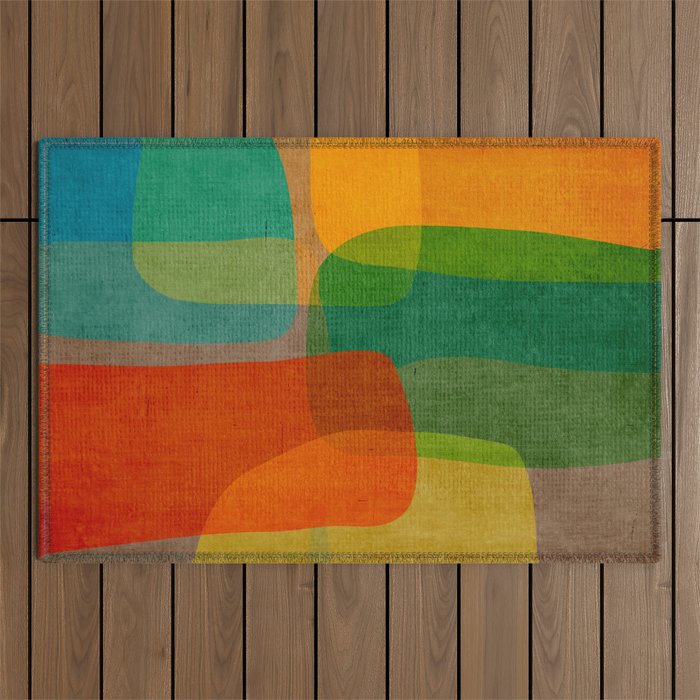 Modern Colorful MidCentury Abstract Outdoor Rug Gallery Image 1