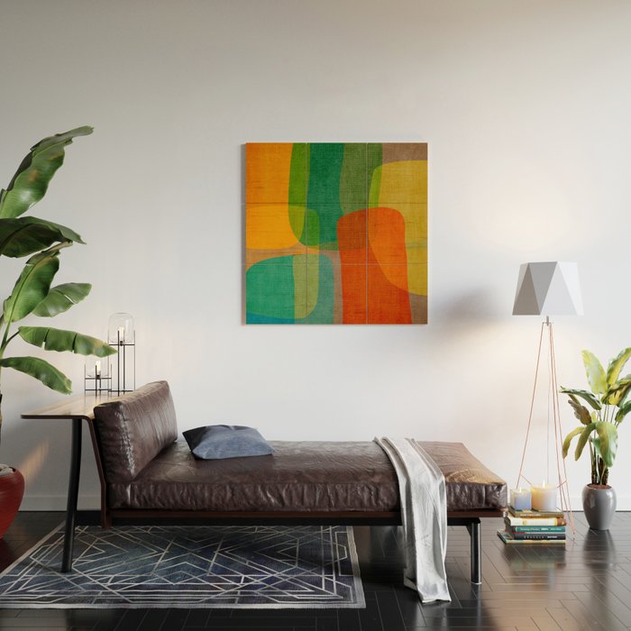 Modern Colorful MidCentury Abstract Wood Wall Art Gallery Image 2