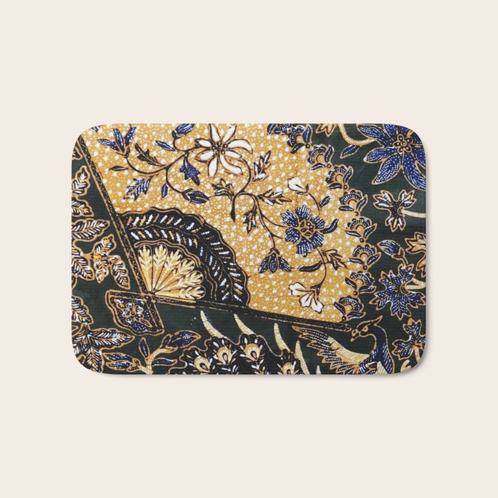 Vintage Indonesian Batik Print With Fan Bath Mat Gallery Image 1