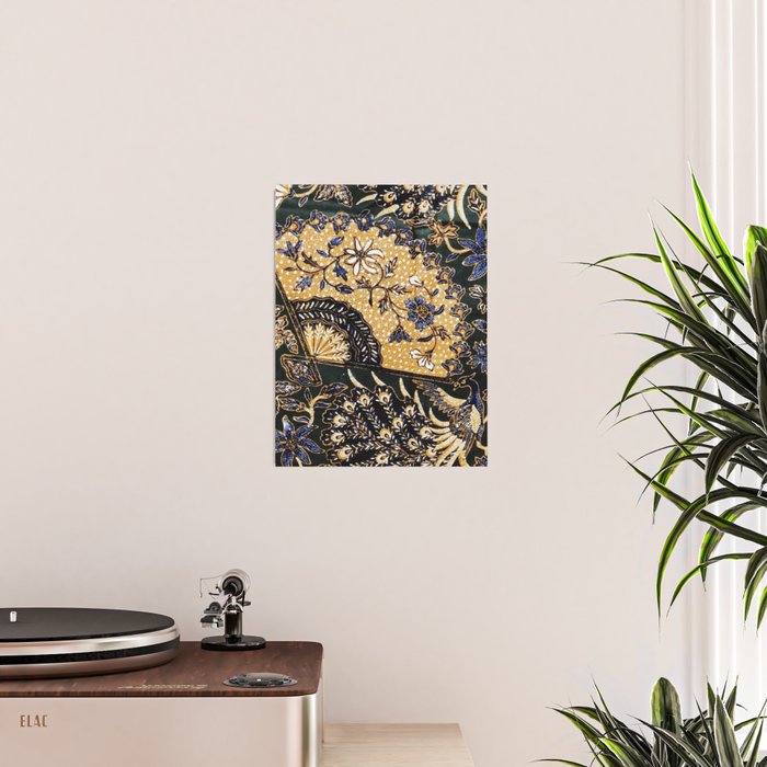 Vintage Indonesian Batik Print With Fan Poster Gallery Image 2