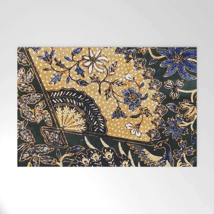Vintage Indonesian Batik Print With Fan Welcome Mat Gallery Image 1