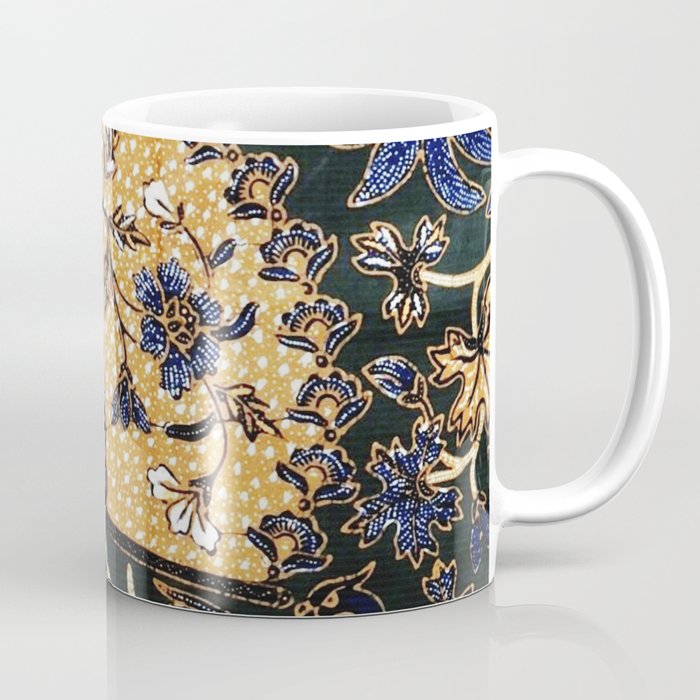 Vintage Indonesian Batik Print With Fan Coffee Mug Gallery Image 1