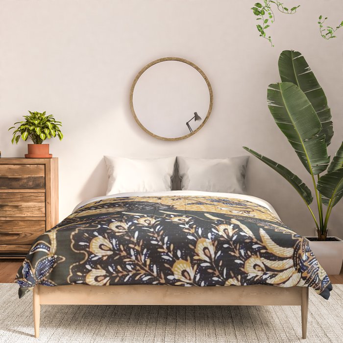 Vintage Indonesian Batik Print With Fan Comforter Gallery Image 3