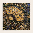 Vintage Indonesian Batik Print With Fan Wood Wall Art Gallery Image 1